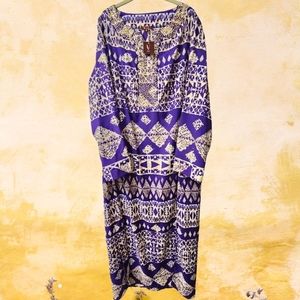 NWT V By Eva Lovely Beaded Kaftan Swim Pool Cover Dress Sz 2X Made In USA Purple
